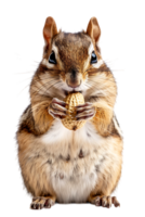 Chipmunk eating a peanut, isolated against a transparent background png