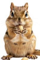 Chipmunk eating a peanut, isolated against a transparent background png