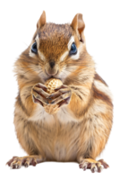 Chipmunk eating a peanut, isolated against a transparent background png