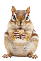 Chipmunk eating a peanut, isolated against a transparent background png