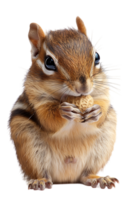 Chipmunk eating a peanut, isolated against a transparent background png