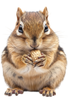 Chipmunk eating a peanut, isolated against a transparent background png