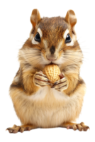 Chipmunk eating a peanut, isolated against a transparent background png