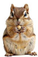 Chipmunk eating a peanut, isolated against a transparent background png