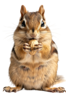 Chipmunk eating a peanut, isolated against a transparent background png