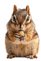 Chipmunk eating a peanut, isolated against a transparent background png