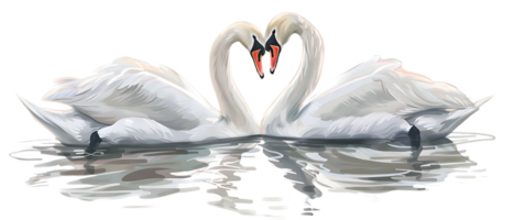 Couple of swan lovers, isolated against a transparent background png