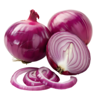 displays both whole and sliced onions, set against a transparent background png