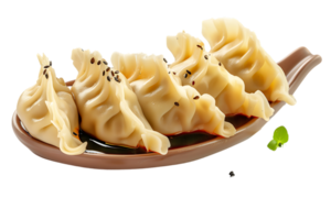 Dumplings with soya sauce on a branch, isolated against a transparent background png