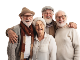 features happy grandparents, isolated against a transparent background png