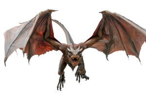 flying dragon from the front view, isolated against a transparent background png