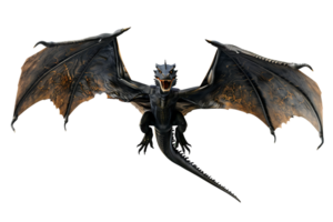 flying dragon from the front view, isolated against a transparent background png