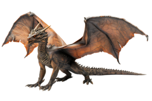 flying dragon from the front view, isolated against a transparent background png