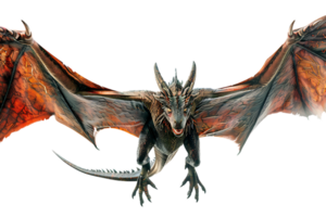 flying dragon from the front view, isolated against a transparent background png
