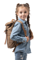 Girl kid student with a backpack, isolated against a transparent background png