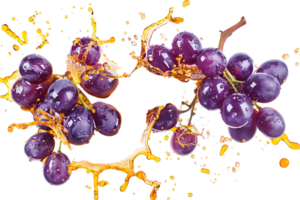 Grapes with juice splash, isolated against a transparent background png