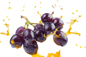 Grapes with juice splash, isolated against a transparent background png