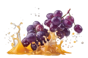 Grapes with juice splash, isolated against a transparent background png