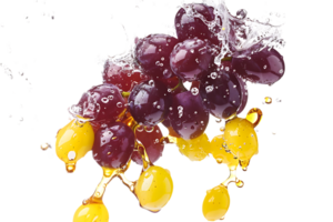 Grapes with juice splash, isolated against a transparent background png