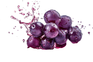 Grapes with juice splash, isolated against a transparent background png
