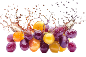Grapes with juice splash, isolated against a transparent background png