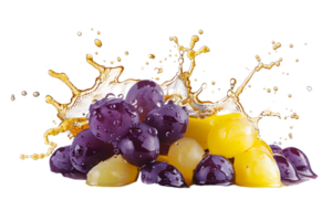 Grapes with juice splash, isolated against a transparent background png
