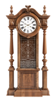 Grandfather vintage tower clock, isolated against a transparent background png