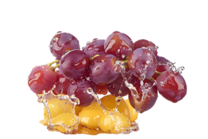 Grapes with juice splash, isolated against a transparent background png
