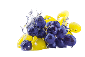 Grapes with juice splash, isolated against a transparent background png