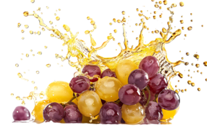 Grapes with juice splash, isolated against a transparent background png