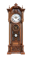 Grandfather vintage tower clock, isolated against a transparent background png