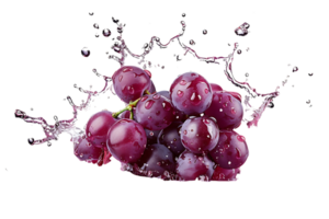 uvas com suco respingo, isolado contra uma transparente fundo png