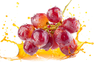 Grapes with juice splash, isolated against a transparent background png