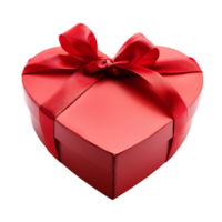 Heart gift box with ribbon, isolated against a transparent background png