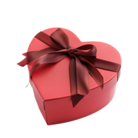 Heart gift box with ribbon, isolated against a transparent background png