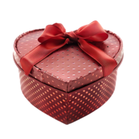 Heart gift box with ribbon, isolated against a transparent background png
