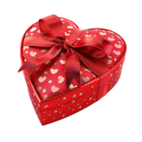Heart gift box with ribbon, isolated against a transparent background png