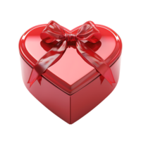 Heart gift box with ribbon, isolated against a transparent background png