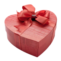 Heart gift box with ribbon, isolated against a transparent background png