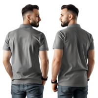man modeling a shirt from both the front and back perspectives free mockup png