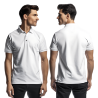 man modeling a shirt from both the front and back perspectives free mockup png