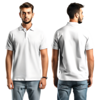 man modeling a shirt from both the front and back perspectives free mockup png