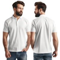 man modeling a shirt from both the front and back perspectives free mockup png