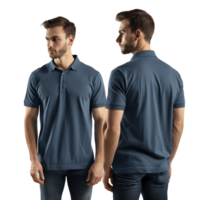 man modeling a shirt from both the front and back perspectives free mockup png
