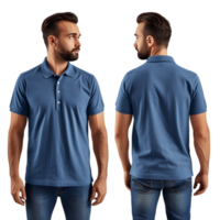 man modeling a shirt from both the front and back perspectives free mockup png