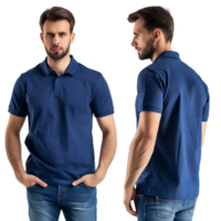 man modeling a shirt from both the front and back perspectives free mockup png