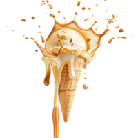 Melting cold ice cream, isolated against a transparent background png
