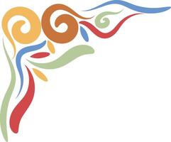 Vintage Groovy Corner Frame on White Background. vector