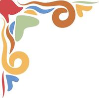 Vintage Groovy Corner Frame on White Background. vector