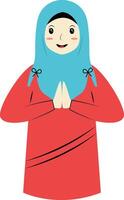 Muslim Character with Eid Mubarak Greeting Pose. Isolated on White Background. vector